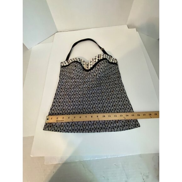 Bleu Rod Beattie Swimsuit Top Halter Strap Black, White & Gold Women’s Size 4 - Picture 5 of 9